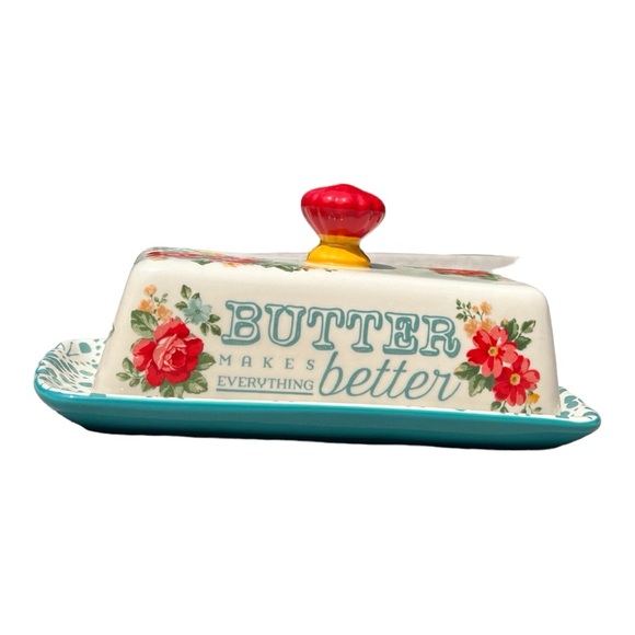 SOLD Vintage Floral Pioneer Woman Butter Dish - Picture 1 of 5